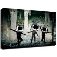 Banksy Canvas Print - TV Heads