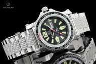 Reactor 45mm Proton World Timer Black Dial Bracelet Watch with Never Dark Technology - 91601