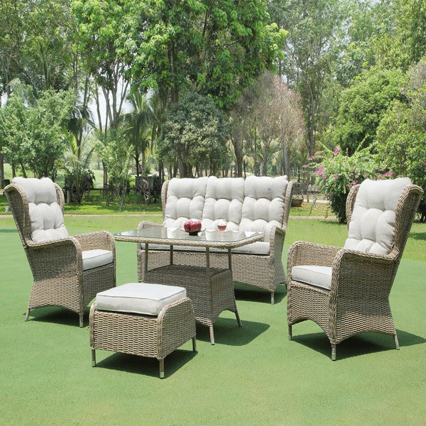 Charleston Way 5-Piece Outdoor Wicker Patio Sofa Set With Table