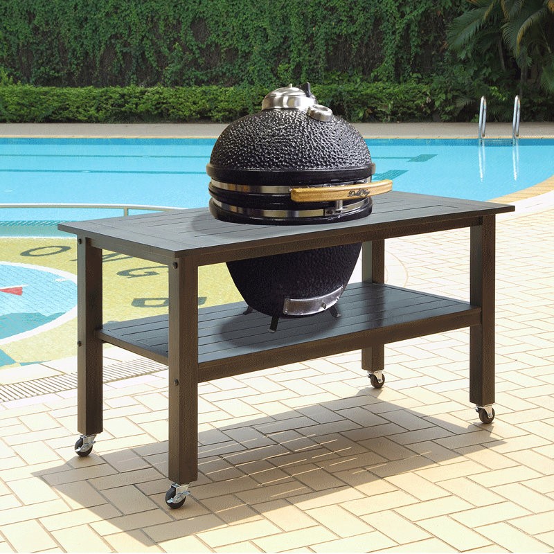Duluth Forge 21 Inch Kamado Grill with Table in Antique Grey