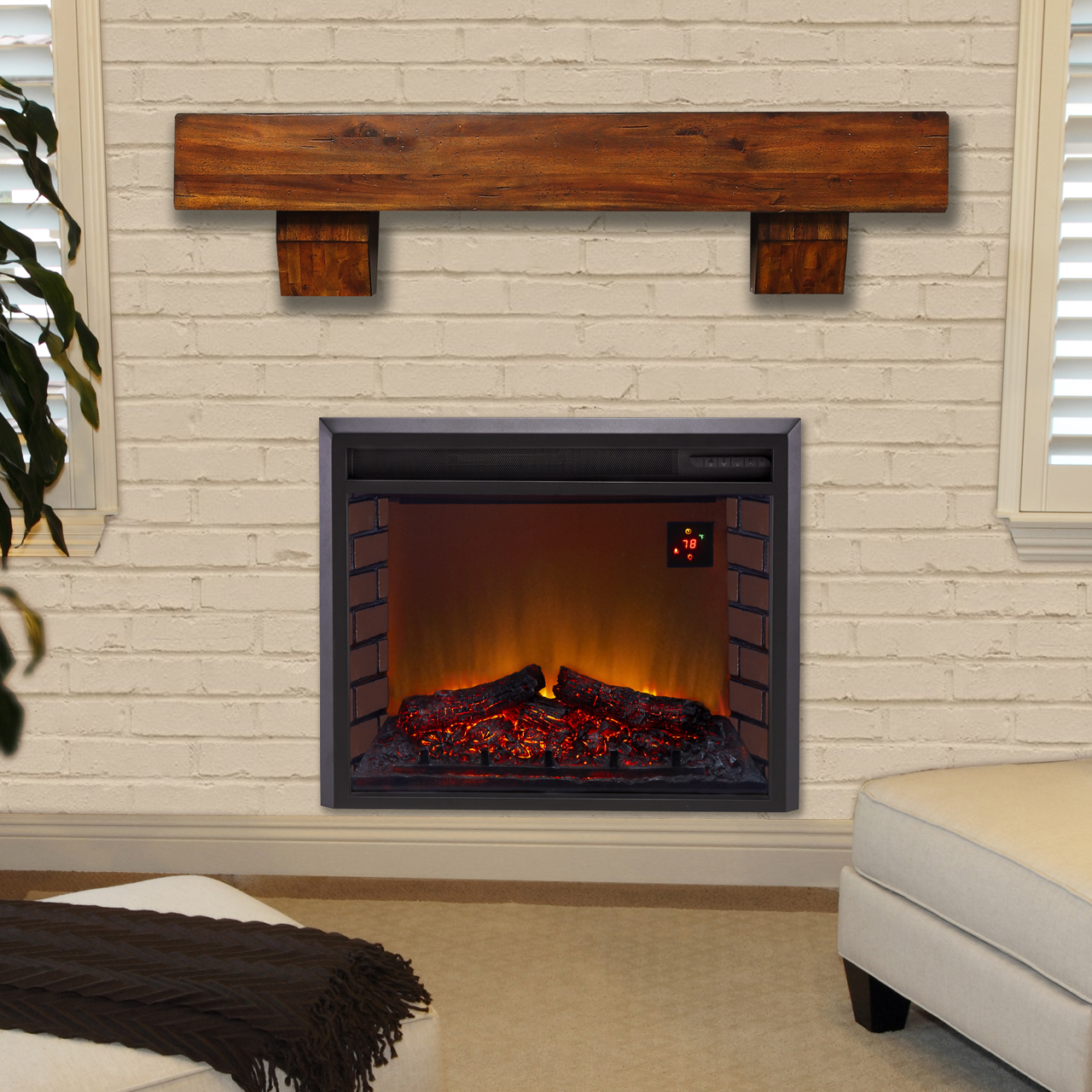 electric-insert-with-brown-mantel
