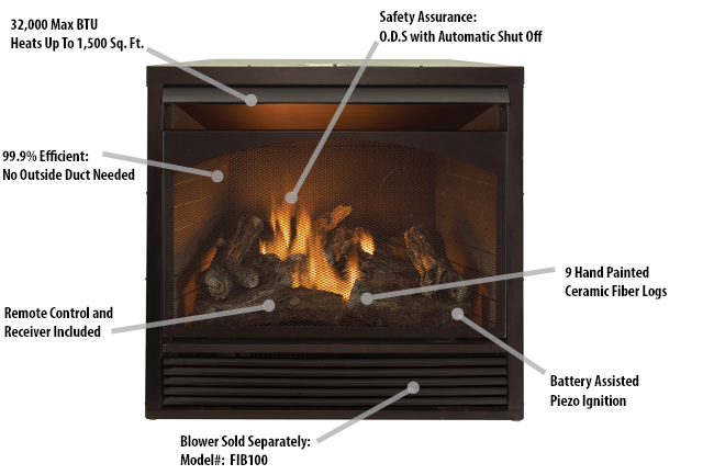 ProCom 32" Zero Clearance Fireplace Insert With Remote - Model