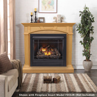 Mantel M32-M-U, Fireplace Mantel for 32in Fireplace Inserts or 32in Fireboxes Madison Style, Unfinished Oak