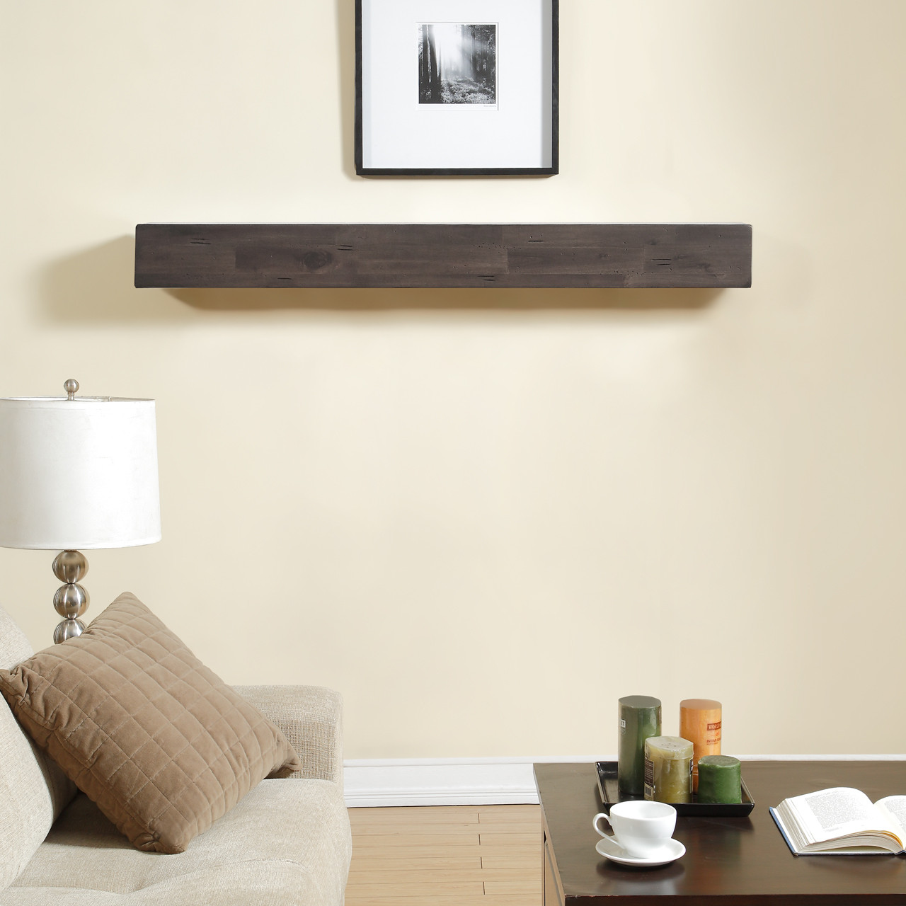 60 inch wood mantel shelf