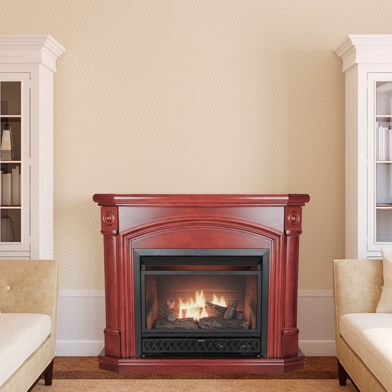 ProCom Dual Fuel Ventless Gas Fireplace - 26,000 BTU, Cherry Finish ,  Model# FBD28T-C - Factory Buys Direct
