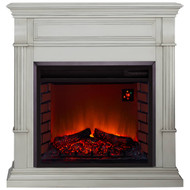 Duluth Forge Full Size Electric Fireplace with Remote Control in Antique White Finish