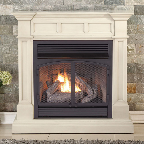 Duluth Forge Dual Fuel Vent Free Fireplace at 32,000 BTU with Remote Control, Antique White Finish