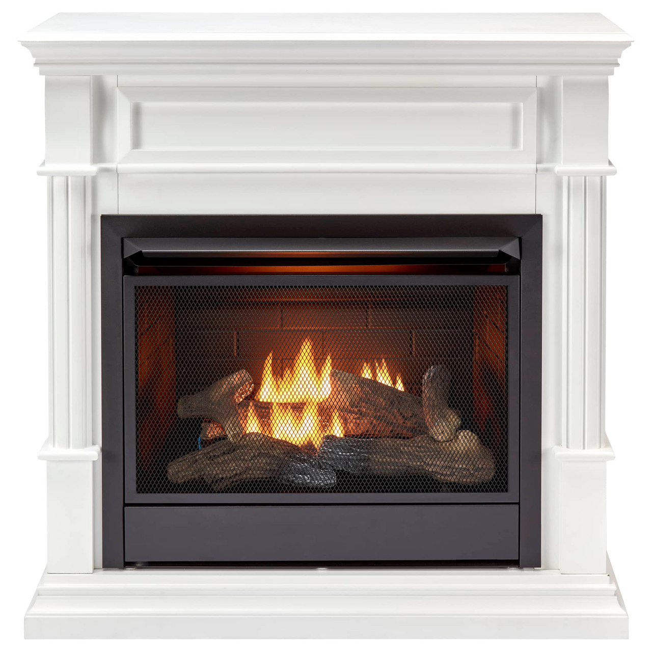 Duluth Forge Dual Fuel Ventless Gas Fireplace - 26,000 BTU, T-Stat Control,  Antique White Finish - Factory Buys Direct, image size:1280x1280