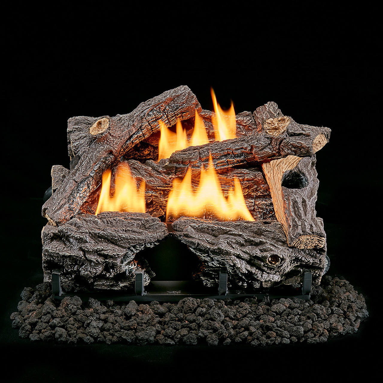 Lost River Ventless Dual Fuel Gas Log Set 18 Split Bark Thermostat Control 30 000 Btu