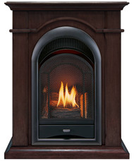 ProCom FS100T-CH Ventless Fireplace System 10K BTU Duel Fuel Thermostat Insert and Chocolate Mantel (170190)