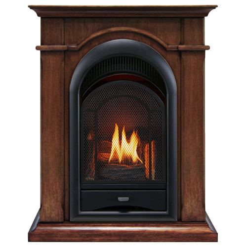 ProCom FS100T-TA Ventless Fireplace System 10K BTU Duel Fuel Thermostat Insert and Toasted Almond Mantel (170191)