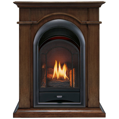 ProCom FS100T-W Ventless Fireplace System 10K BTU Duel Fuel Thermostat Insert and Walnut Mantel 