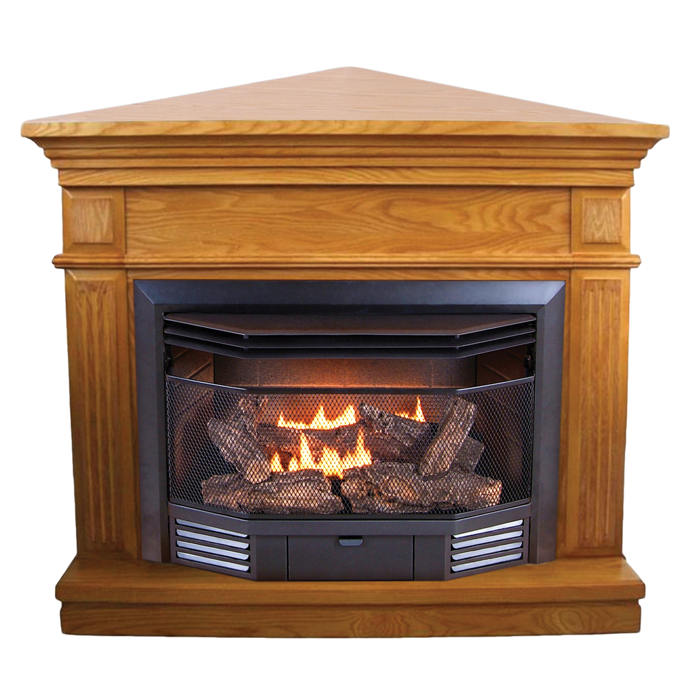 ProCom Dual Fuel Ventless Fireplace with Corner Conversion Kit - 23,000  BTU, Light Oak, Model# BD23TCC-2-LO - Factory Buys Direct