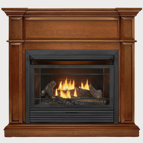 Duluth Forge Dual Fuel Ventless Gas Fireplace - 26,000 BTU, T-Stat Control, Apple Spice Finish, Model DFS-300T-3AS (179208) Front