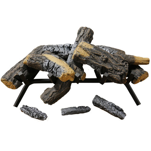 Cedar Ridge Hearth 24” Decorative Realistic Fireplace Ceramic Wood Log Set - Model CRHWV24RP-D (190068)