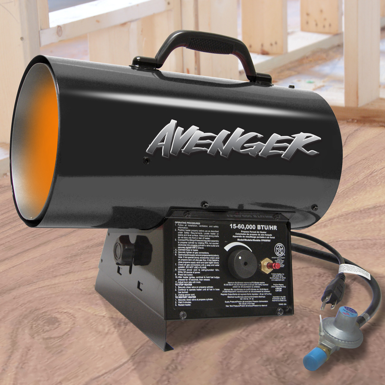 Avenger Reconditioned Portable Forced Air Propane Heater - 60,000 BTU -  Model# FBDFA60V-R - Factory Buys Direct