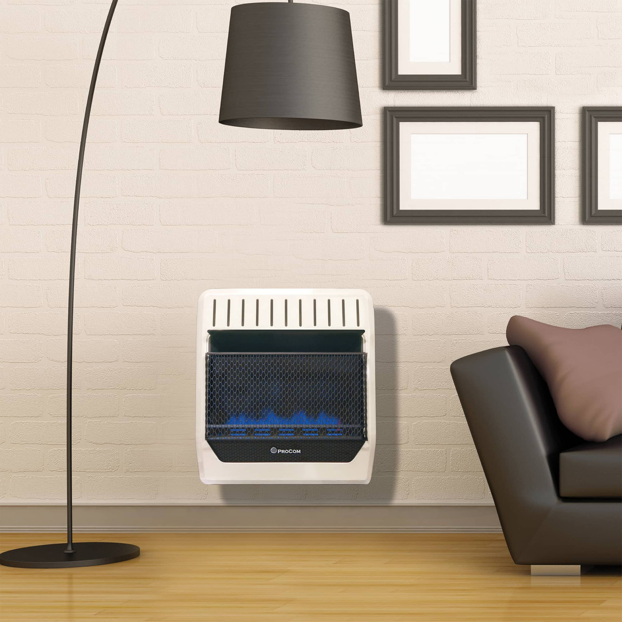 aProCom Ventless Dual Fuel Blue Flame Thermostat Control Wall Heater  -20,000 BTU – 20,000 BTU, Model# MG20TBF (110124) Dual Fuel Ventless Blue  Flame Heater - 10,000 BTU, Model# MG10TBF (110123)