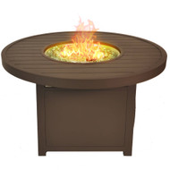 Bluegrass Living 42 Inch Outdoor Round Aluminum 50,000 BTU Propane Fire Pit Table with Crystal Glass Beads.