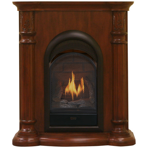 Bluegrass Living Vent Free Natural Gas Fireplace System - 10,000 BTU, T-Stat Control, Cherry Finish.