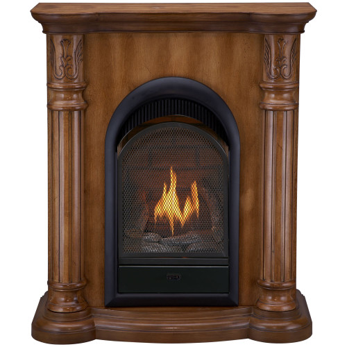 Bluegrass Living Vent Free Natural Gas Fireplace System - 10,000 BTU, T-Stat Control, Light Maple Finish.