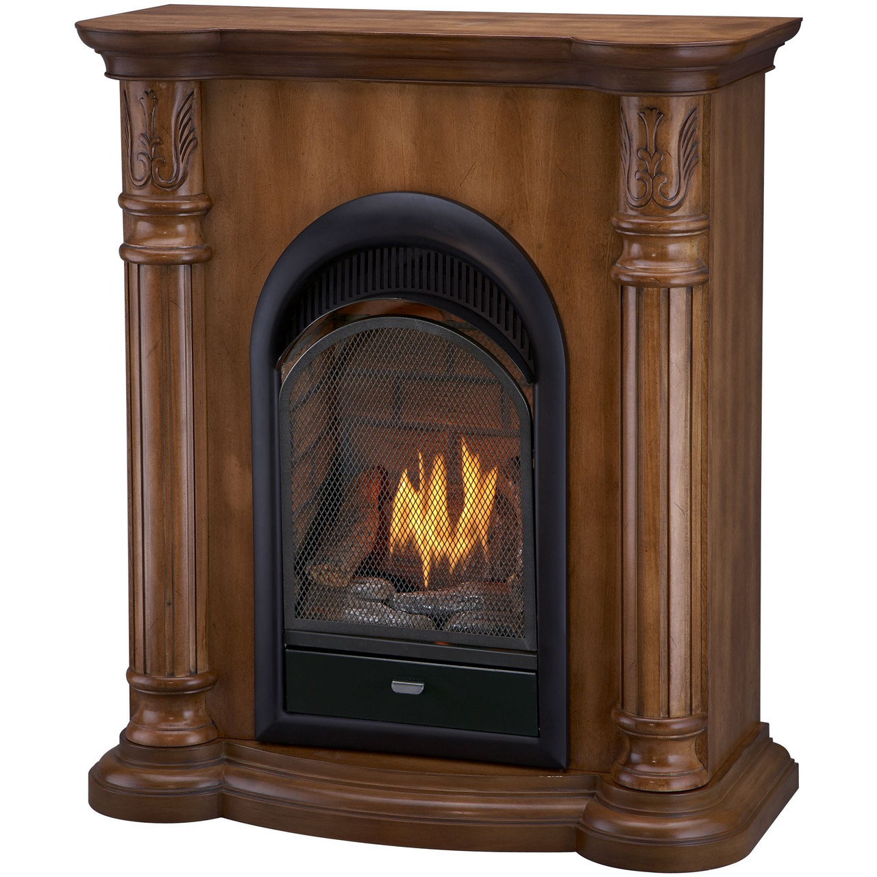 Bluegrass Living Vent Free Propane Gas Fireplace System - 10,000 BTU,  T-Stat Control, Light Maple Finish - Model# B100TP-FLM - Factory Buys Direct
