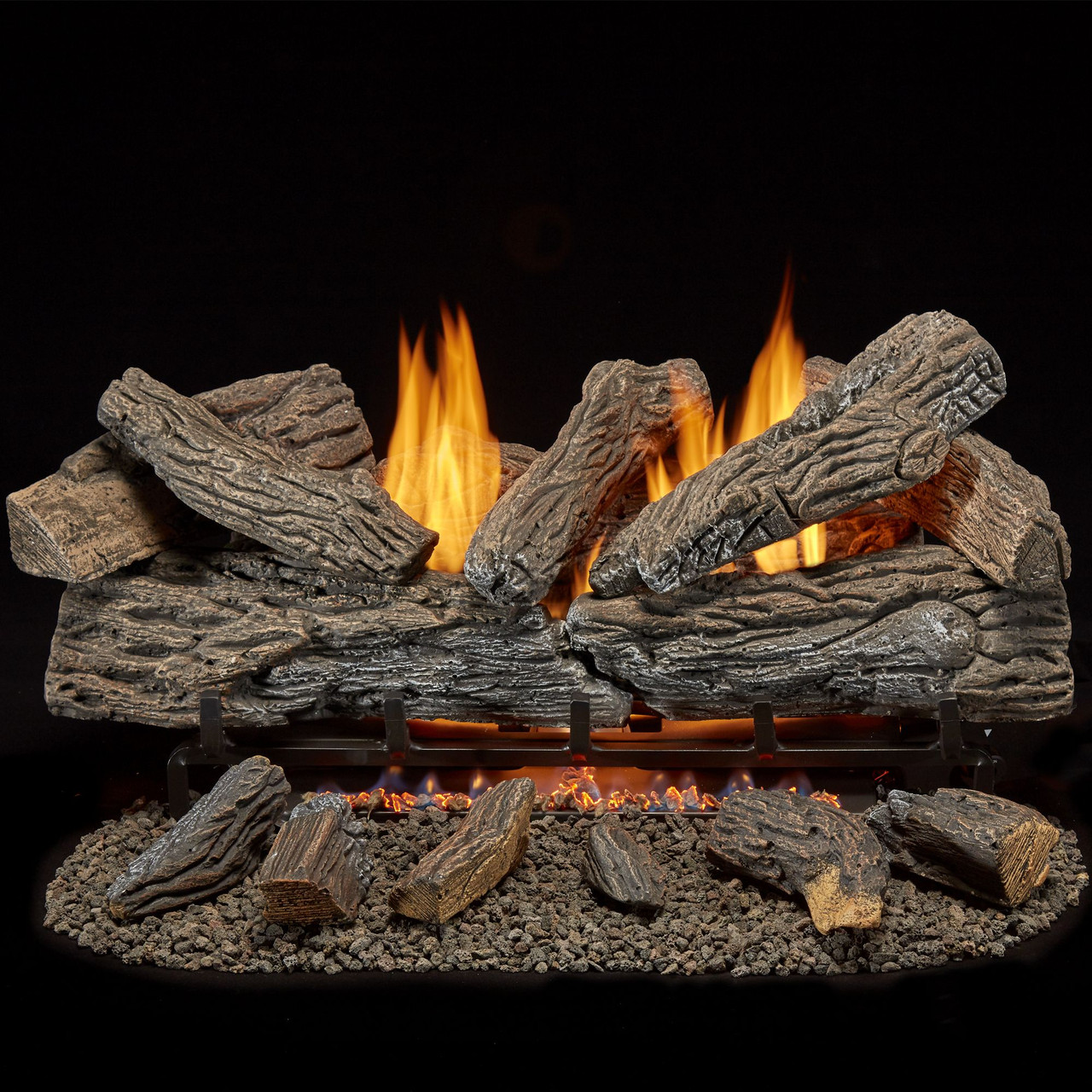 Bluegrass Living Vent Free Natural Gas Log Set - 18 Inch Traditional Oak,  30,000 BTU, Remote Control - Model# B18NR-UL1 - Factory Buys Direct