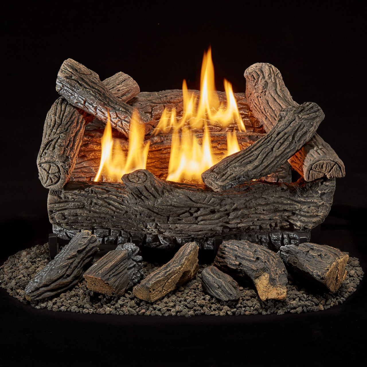 Bluegrass Living Vent Free Propane Gas Log Set - 18 Inch Traditional Oak,  30,000 BTU, Remote Control - Model# B18PR-UL1 - Factory Buys Direct