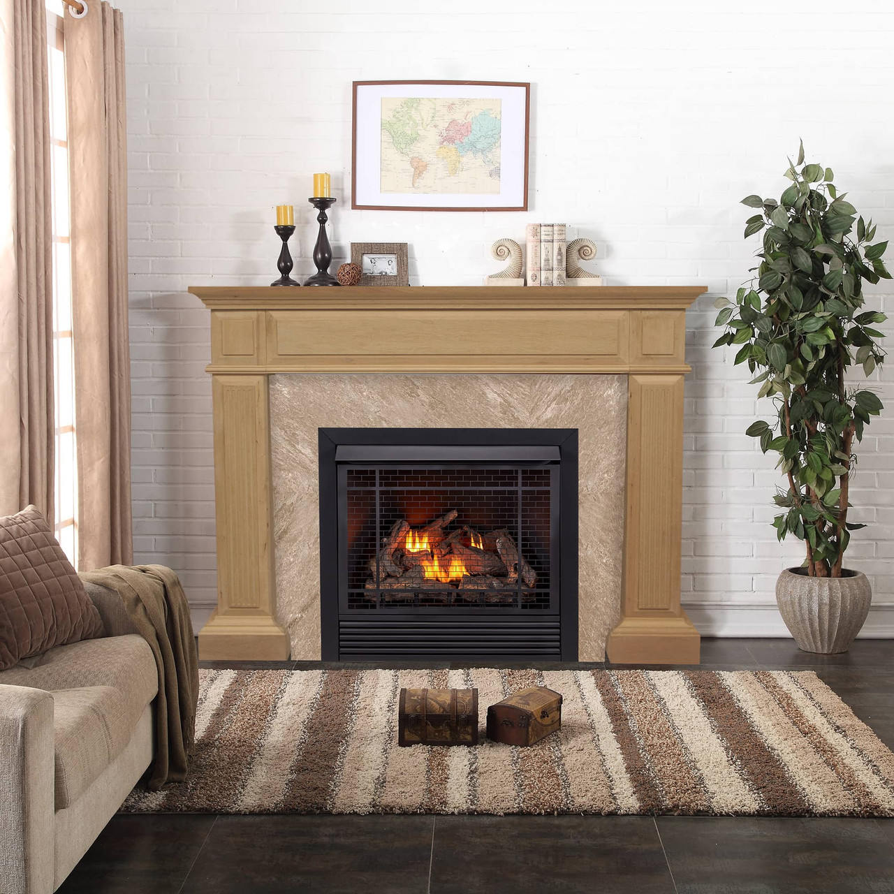 Fireplace Mantel Surround in Unfinished Oak - Model# FM32-6-U