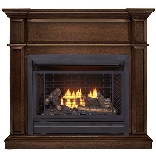 Bluegrass Living Vent Free Natural Gas Fireplace System - 26,000 BTU, Remote Control, Heritage Cherry Finish.