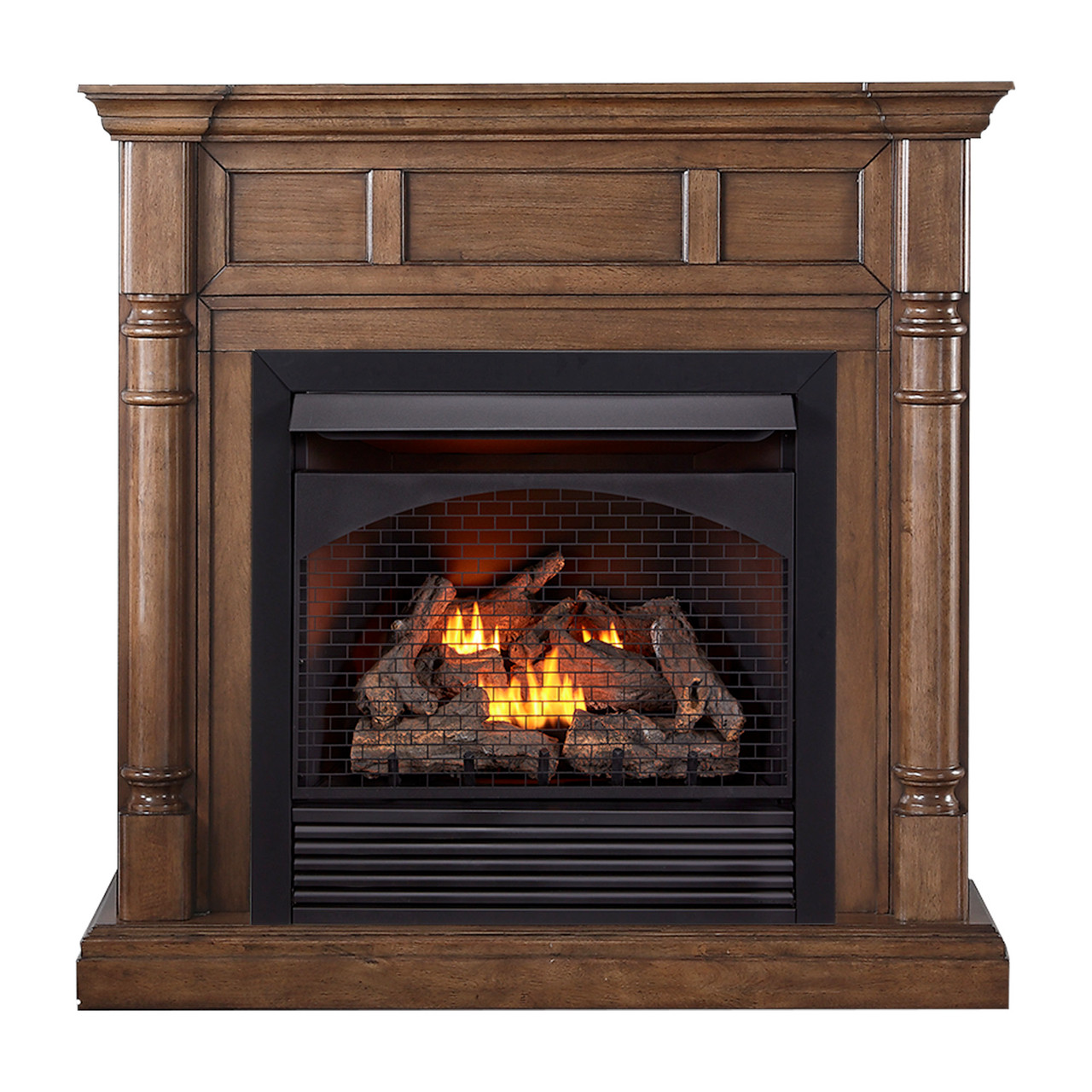 Full Size Dual Fuel Ventless Gas Fireplace With Mantel 32,000 BTU, Remote Control
