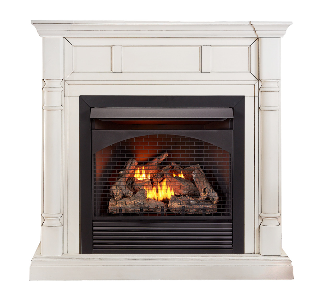 ProCom Full Size Dual Fuel Ventless Gas Fireplace With Mantel - 32,000 ...