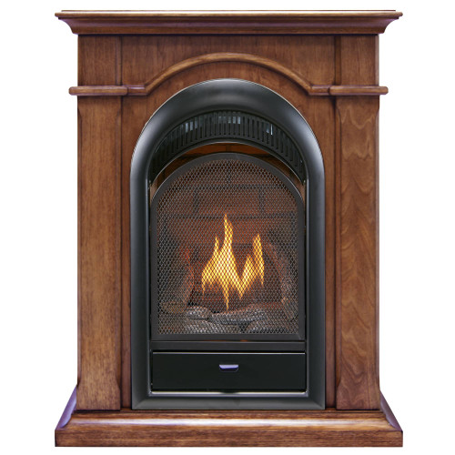 Bluegrass Living Vent Free Natural Gas Fireplace System - 10,000 BTU, T-Stat Control, Apple Spice Finish.