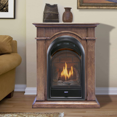 Bluegrass Living Vent Free Natural Gas Fireplace System - 10,000 BTU, T-Stat Control, Toasted Almond Finish.