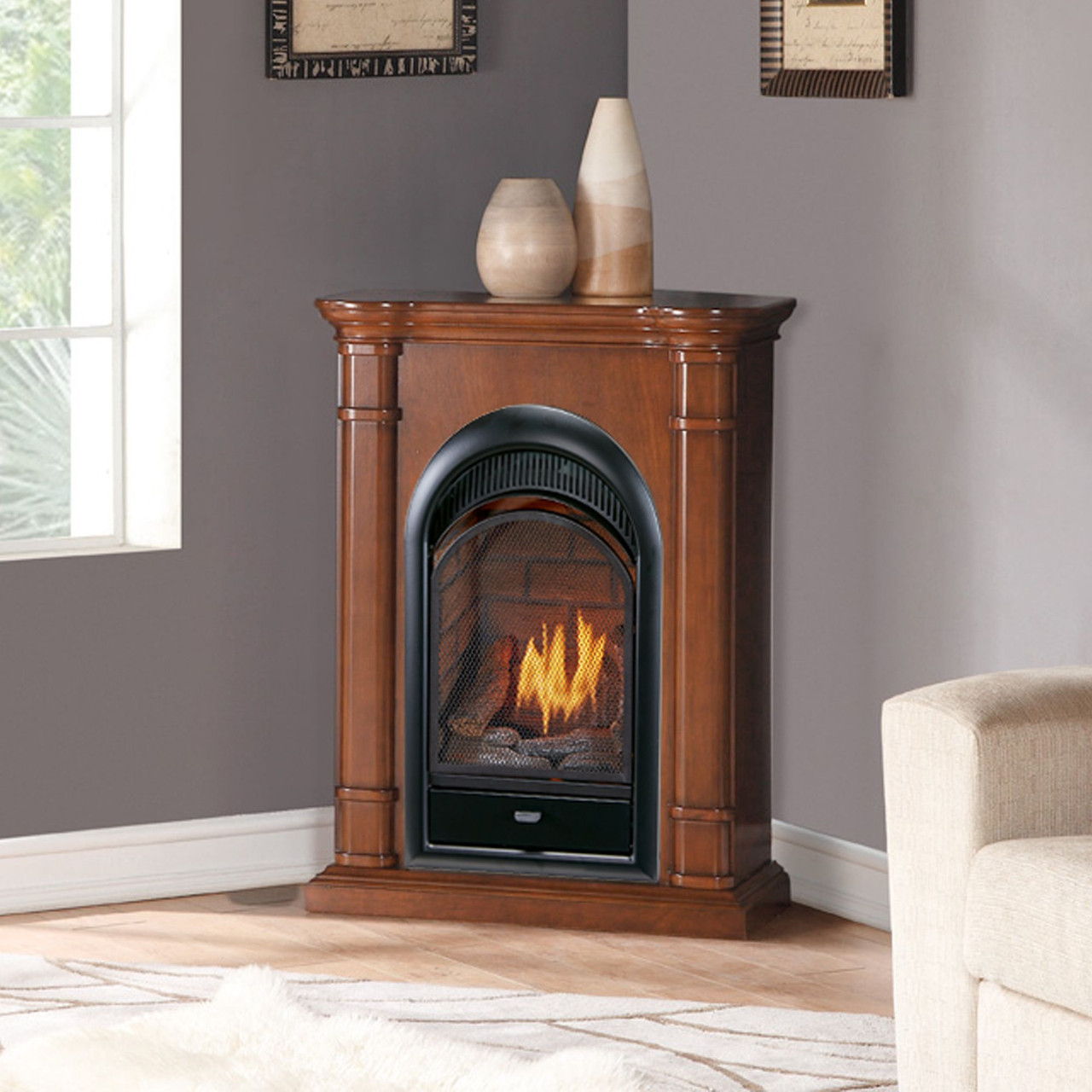 Bluegrass Living Vent Free Propane Gas Fireplace System - 10,000 BTU,  T-Stat Control, Apple Spice Finish - Model# B100TP-3-AS - Factory Buys  Direct