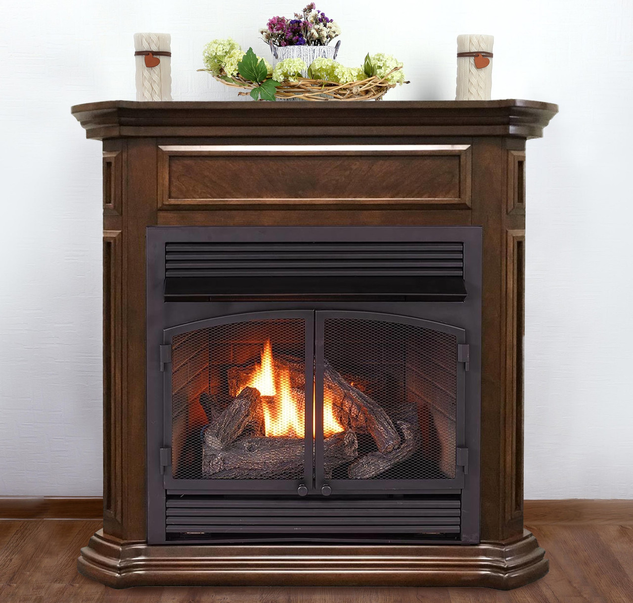 ProCom Dual Fuel Vent Free Gas Fireplace System - 32,000 BTU, Remote  Control, Nutmeg Finish - Model# FBNSD400RT-4NG - Factory Buys Direct