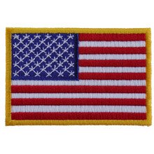 Forever And Always Carries US American Flag with gold border 3 x 2 Patches
