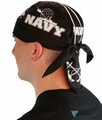 Side view of American Made NAVY du rag (skull caps, doo rags) from Forever And Always in Farmerville, LA.