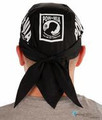 Back view of American Made POW MIA white on black du rag (skull caps, doo rags) from Forever And Always in Farmerville, LA.