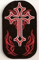 Forever And Always Carries Cross With Red Flames Patch 2.5" X 4" 2.5 x 4 Patches