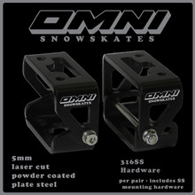 Set two, snowskate trucks. Fixed front, slide rear.