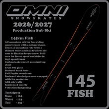 Omni 145cm Fishtail snowskate sub ski only
Red sidewalls.