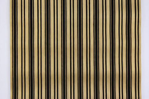 1970s Vintage Wallpaper Black and Gold Flocked Stripe