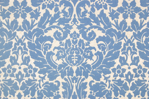 1970s Vintage Wallpaper Blue Flocked Damask