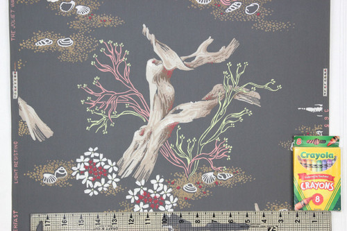 1940s Vintage Wallpaper Driftwood and Sea Shells