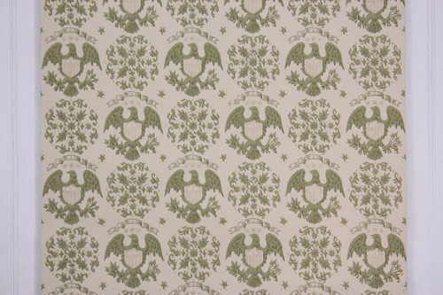 1970s Vintage Wallpaper Eagles and Medallions Americana Gray