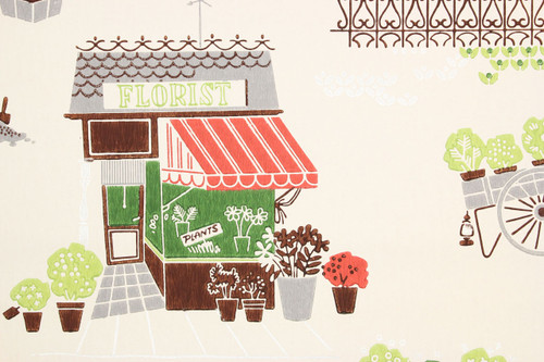 1940s Vintage Wallpaper Florist Shop