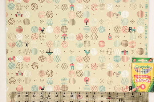 1940s Vintage Wallpaper Folk Art Pink and Aqua