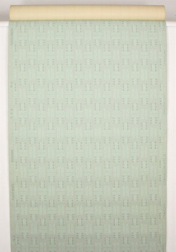 1940s Vintage Wallpaper Green Basket Weave