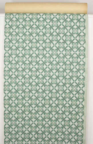 1940s Vintage Wallpaper Green on Green Geometric