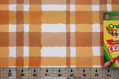 1970s Vintage Wallpaper Orange and Brown Plaid Vinyl